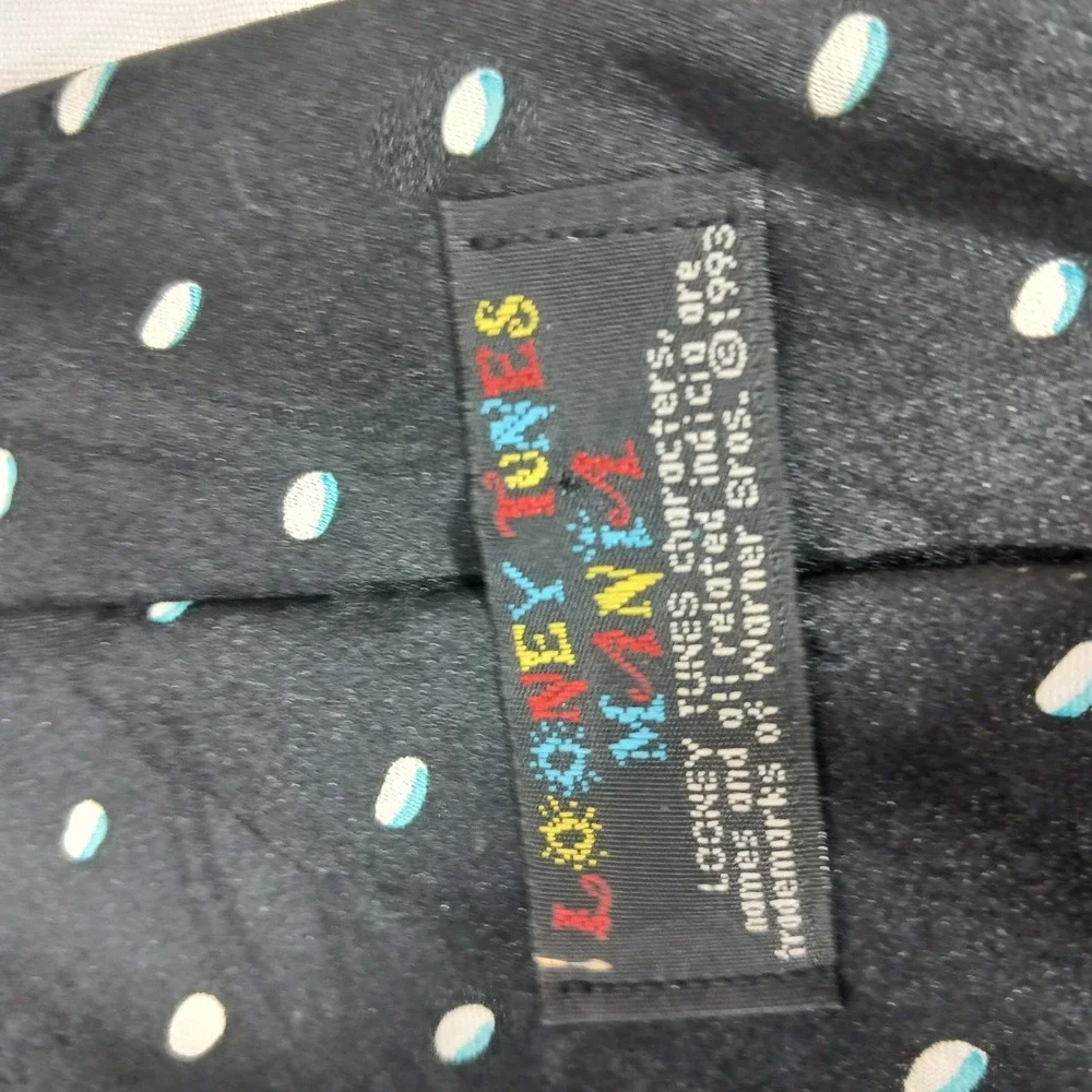 Looney Tunes Necktie Mens OS Black Excellent Vintage 1993 Christmas Taz Bugs